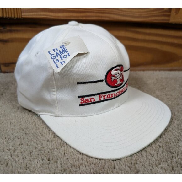 Vintage San Francisco 49ers Hat NWT 90s The Game White NFL Snapback Spellout - Picture 1 of 8